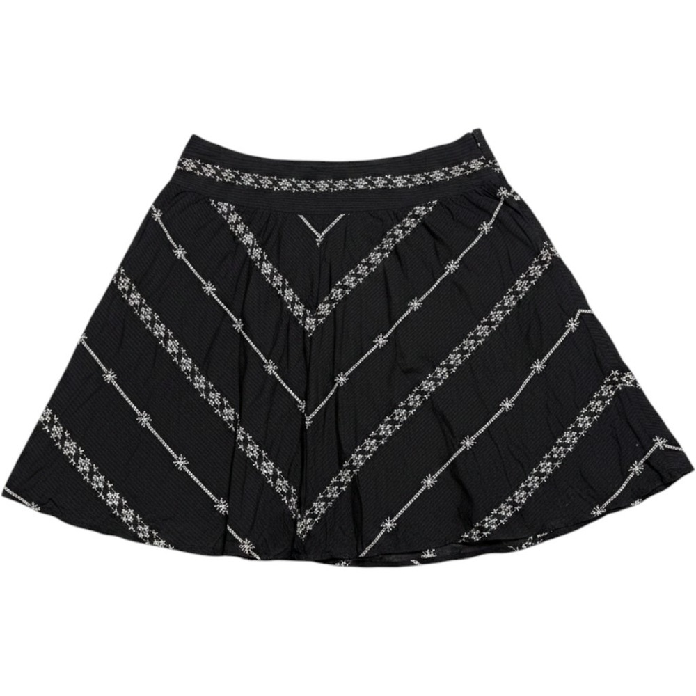 Vintage Free People Black Embroidered‎ Mini Skirt Women's Size 8